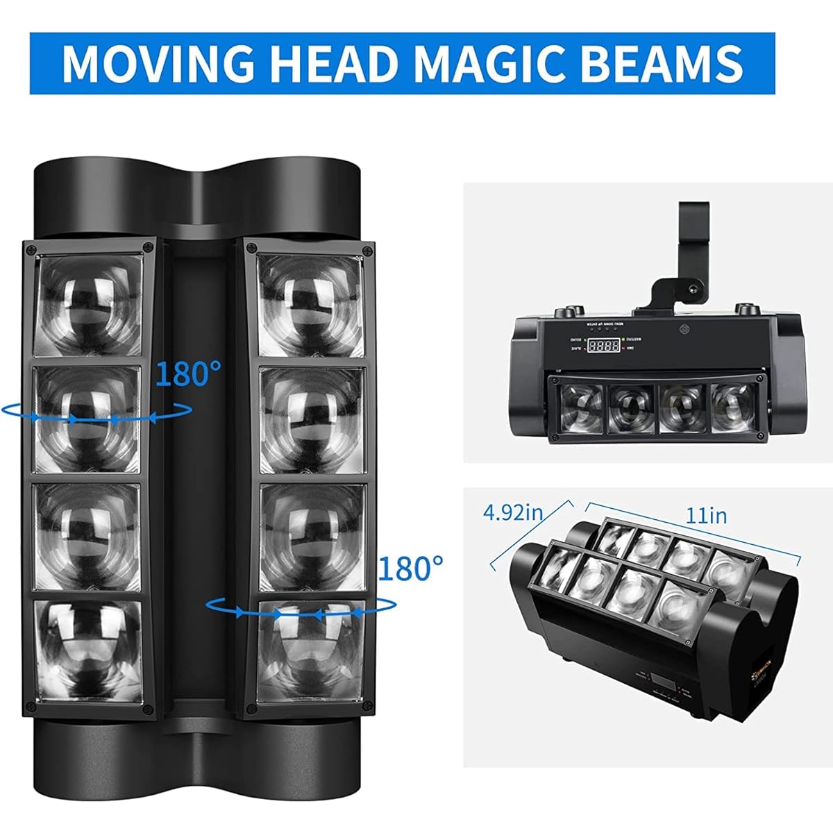 Big Dipper Moving Head DJ Light 8x10W LED Spider Stage Light RGBW 4 in 1 Spotlight Sound Activated DMX-512 Wedding Party Bar Church Concert Club Event Lighting (1)
