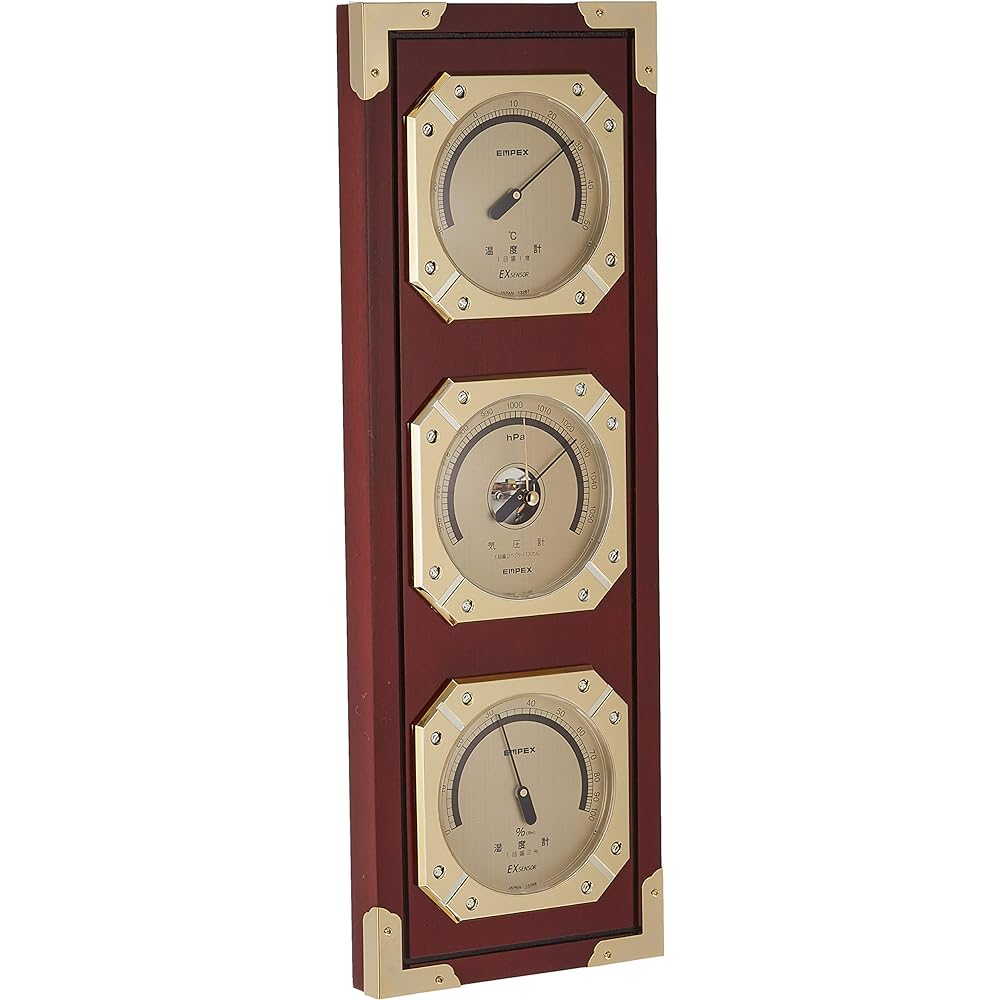 Empex Weather Meter Temperature and Hygrometer Weathermaster Weather Meter for Wall Hanging Made in Japan Brown BM-751 42.2x14.2x4cm