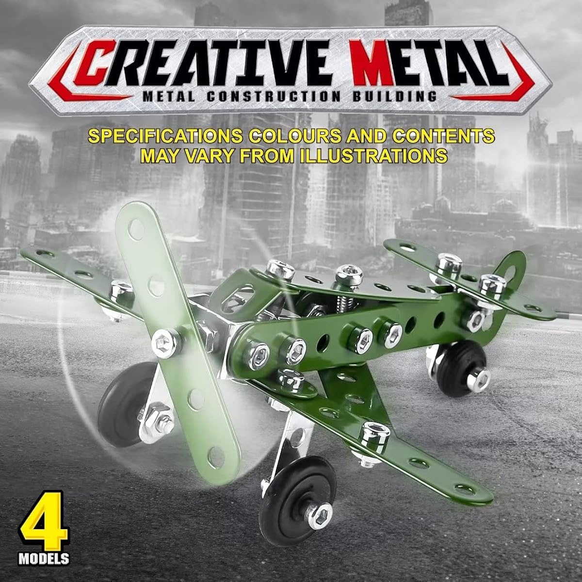 Ferthor Fun Metal Building Military Series Building Toys Small Erection Set for Kids Ages 4-8 Military Toys for Boys Ages 8-12 STEM Toys Model Military Kit (166 Pieces, No Motor)