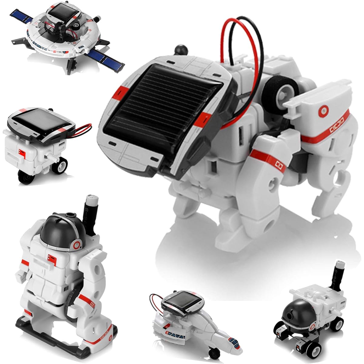 Solar Robot Toy 6 in 1 STEM Learning Kit Educational Space Moon Exploration Fleet Building Experiment Toy DIY Solar Powered Science Gifts for Ages 8-12