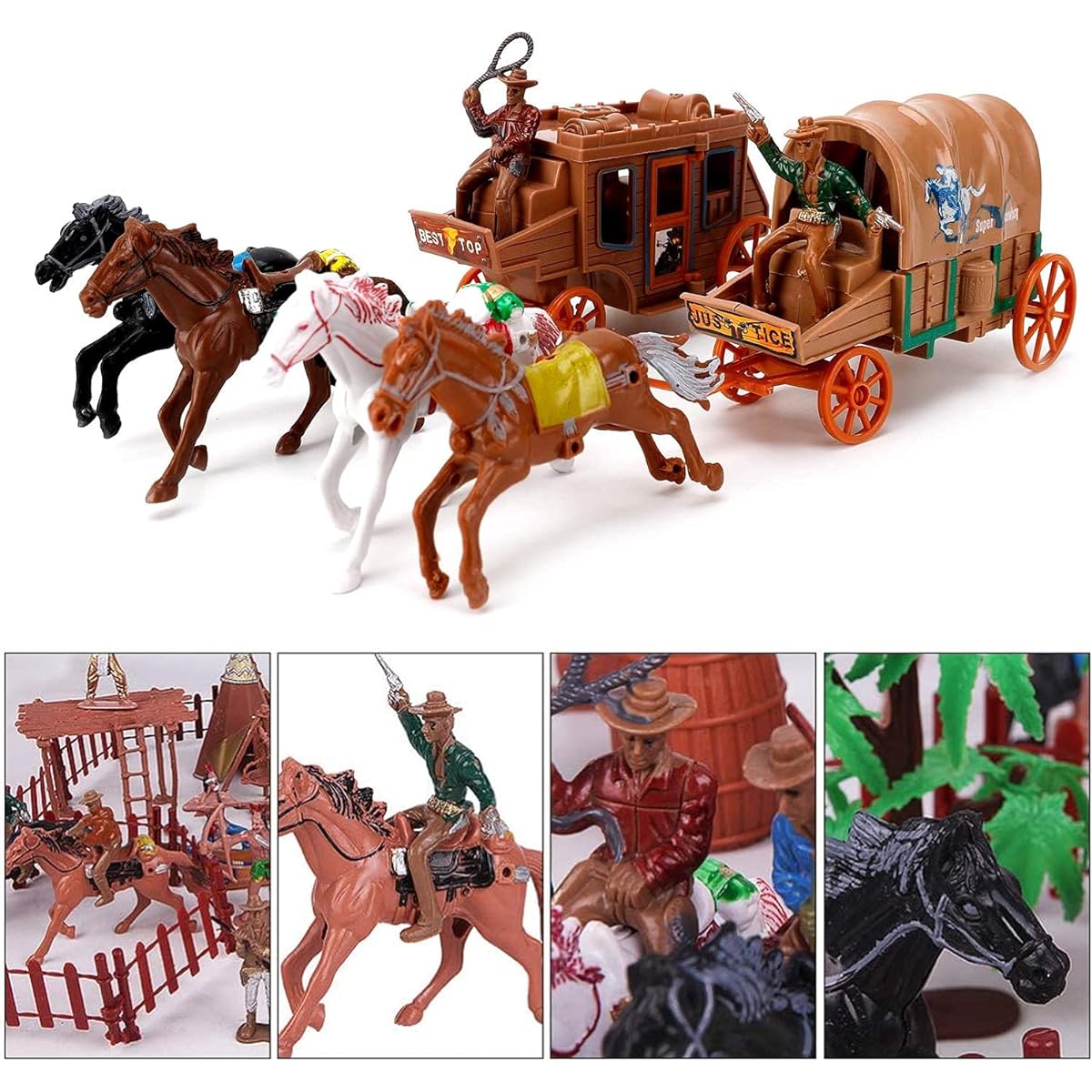 Liberty Imports Wild West Cowboys and Native American Indians Plastic Figure Soldiers Toy Bucket Playset (55 Pieces)