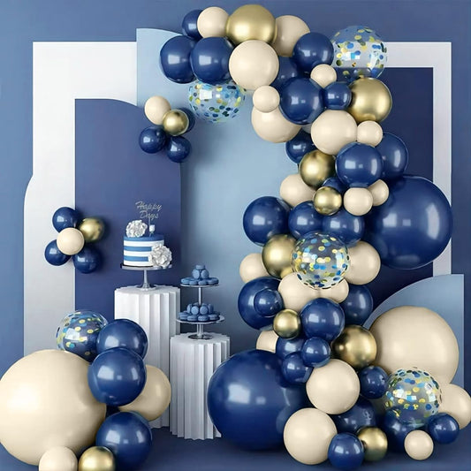 156 Pieces Navy Blue Latex Balloons Sand White Gold Balloon Garland Arch Kit Mixed Size 5/12/18 Inch Midnight Blue Balloons for Wedding Engagement Baby & Bridal Shower Birthday Party Decorations for Men Boys