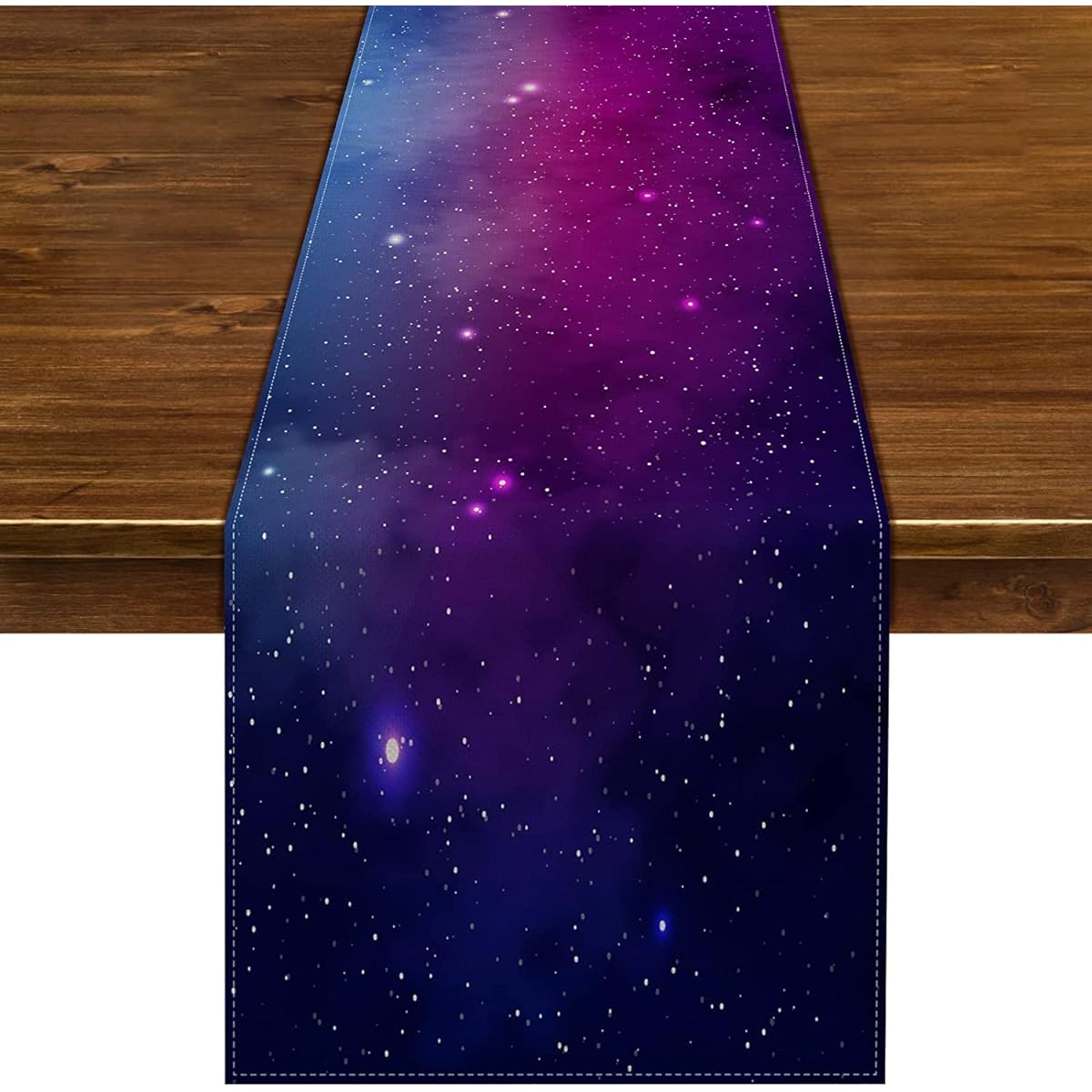 Nepnuser Linen Galaxy Table Runner for Kids Birthday Party Decorations Starry Sky Starry Night Starry Night Dining Room Kitchen Home Decorations (13" x 108")