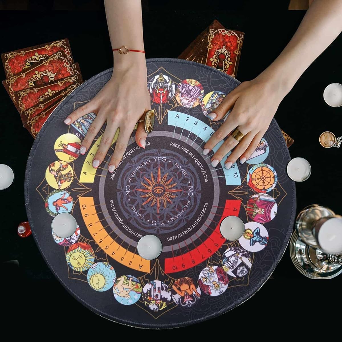 Littryee Pendulum Board, Dowsing Divination, Buddhist Altar Tarot Card Pad, Dowsing Pendulum Ceremony Rubber Mat, Dowsing Divination, Metaphysical Message Board, Buddhist Altar Supplies, Divination Plate