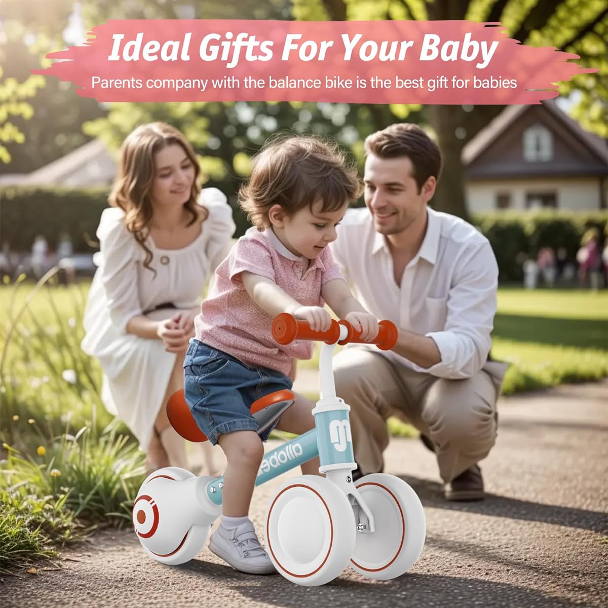 allobebe Baby Balance Bike Cute Toddler Bike 12-36 Months Boys Girls Baby Bike Training Baby Bike from Standing to Walking with Adjustable Seat Quiet Soft 3 Wheels Gift Perfect Toy for 1 Year Old