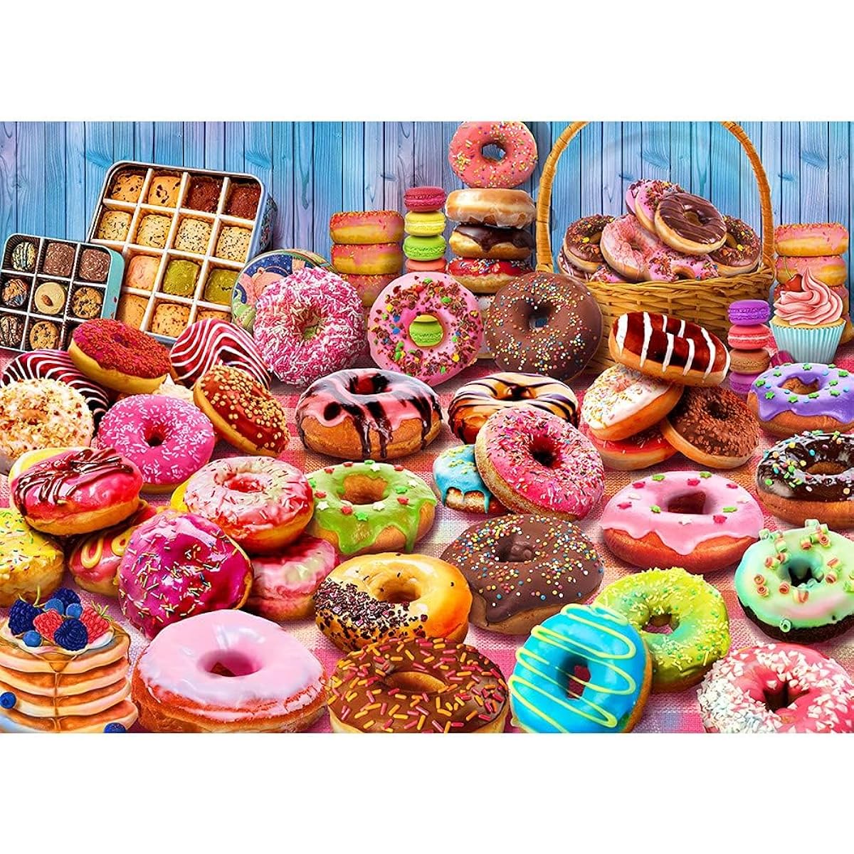 HUADADA Jigsaw Puzzle for Adults 1,000 Pieces Donut Interlocking Perfect Lettering on Backside No Dust Home Decor Birthday Party Gift Toy for Men Women Seniors Elderly (27.5" x 19.6") 1:1 Poster