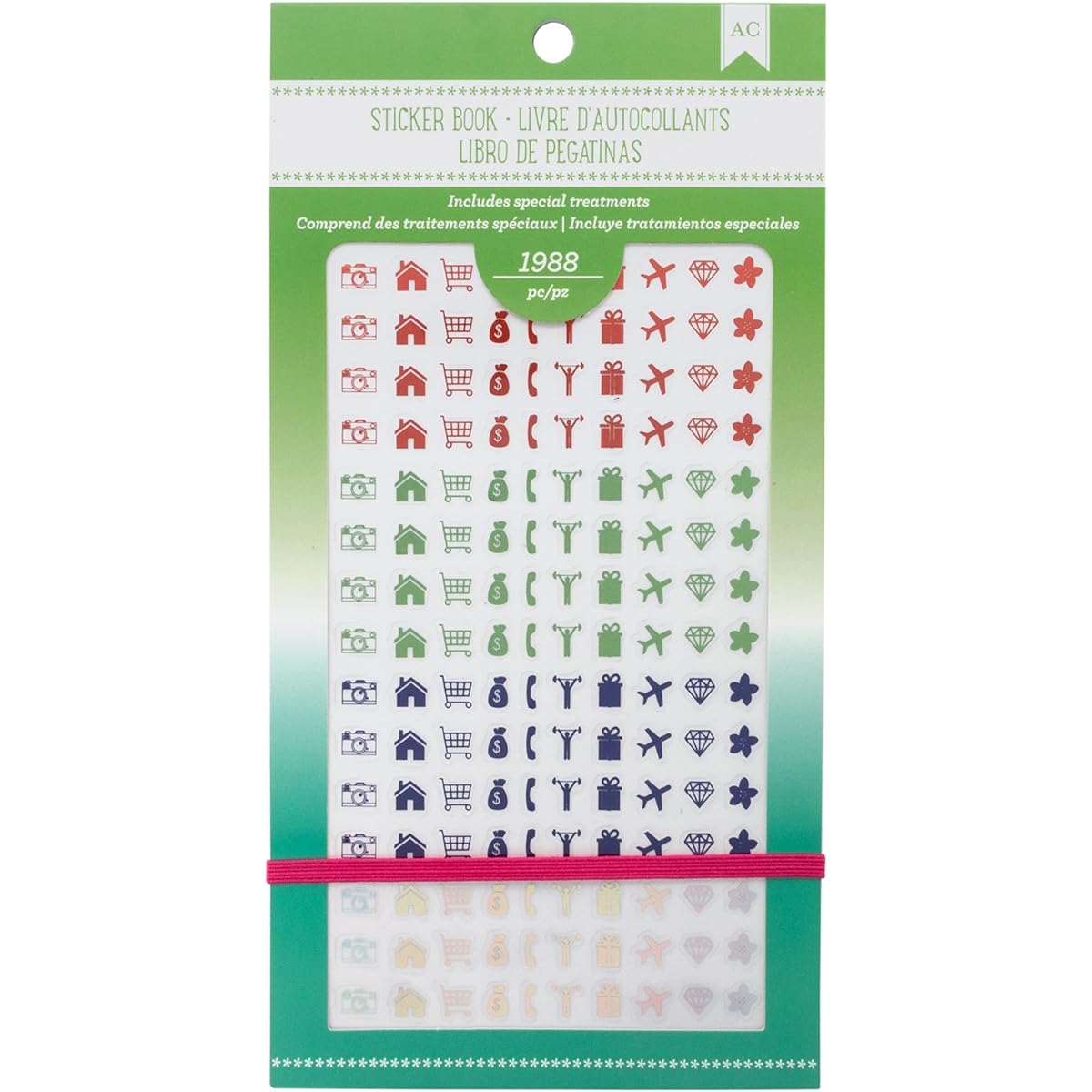 American Crafts Book Stickers and Bling - Rainbow - Holographic Foil - 30 Sheets 92971