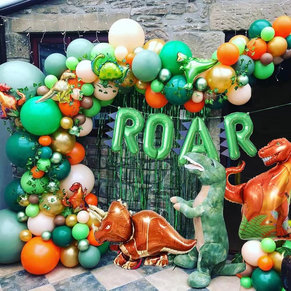 Dinosaur Balloon Arch Kit Lower Foil Garland Jurassic World Three Rex Arch Kit Squeaky Park Boys Birthday Party Decoration Supplies