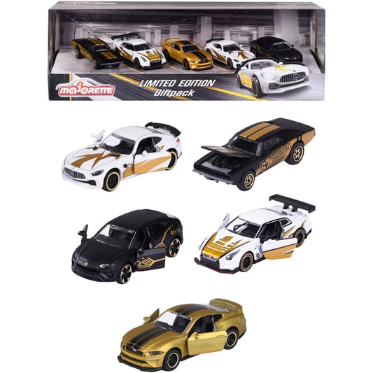 - Set of 5 Toy Vehicles, Limited Edition, 1:64 Scale (7.5cm), Models with Golden Details, Made of Die-Cast Metal, Rotating Wheels and Suspension (212054031)