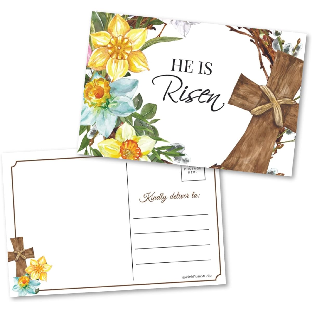 Easter Christian Postcards He Is Risen 4 x 6 Greeting Cards to Inspire Family Friends Religious Church Groups Made in the USA Pack of 50