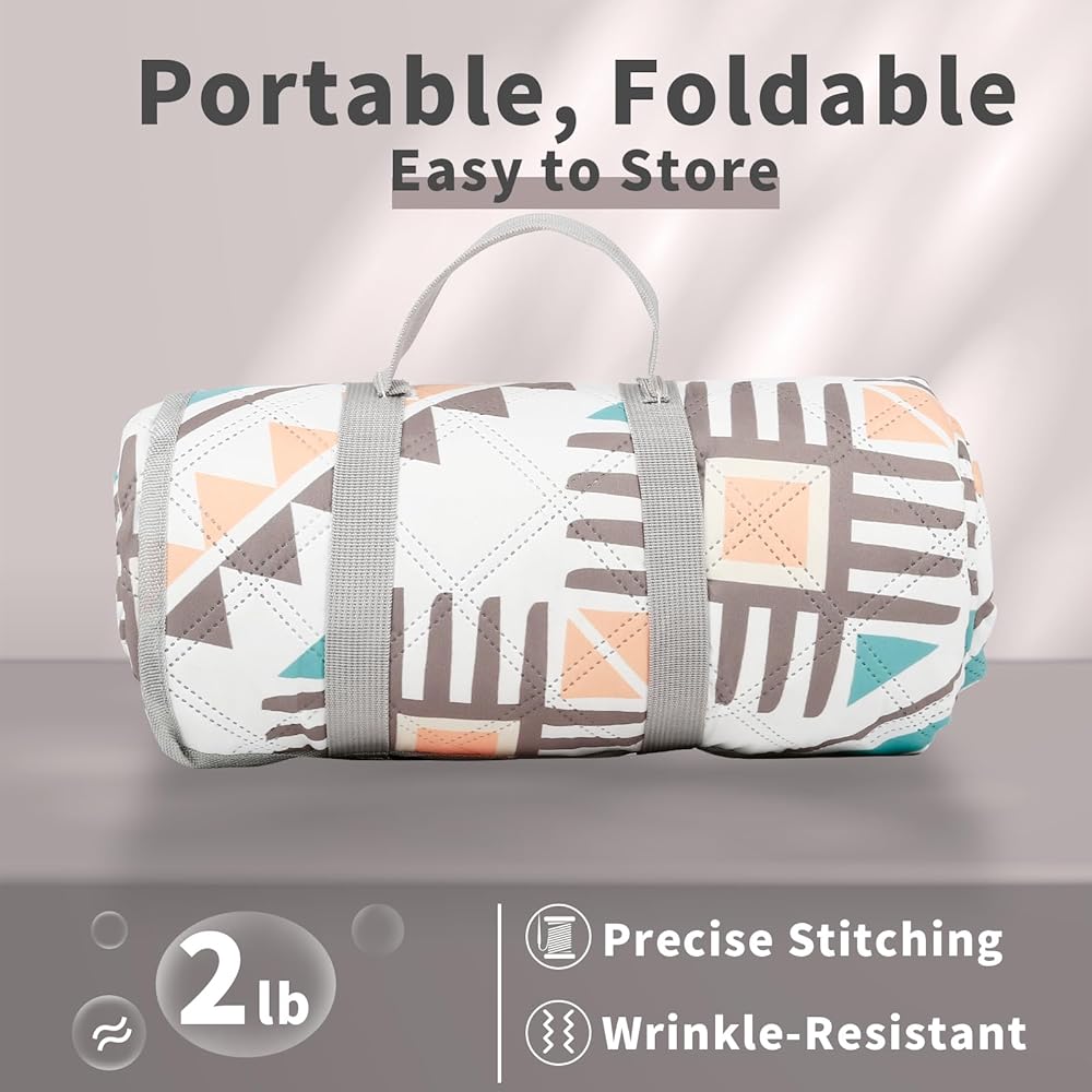 Leisure Sheet (Small Cross) Whitsunday Outdoor Picnic Blanket, Extra Large 80" x 80" Kids Blanket, Machine Washable Camping Mat, Waterproof & Sandproof, Foldable for Camping, Beach, Park