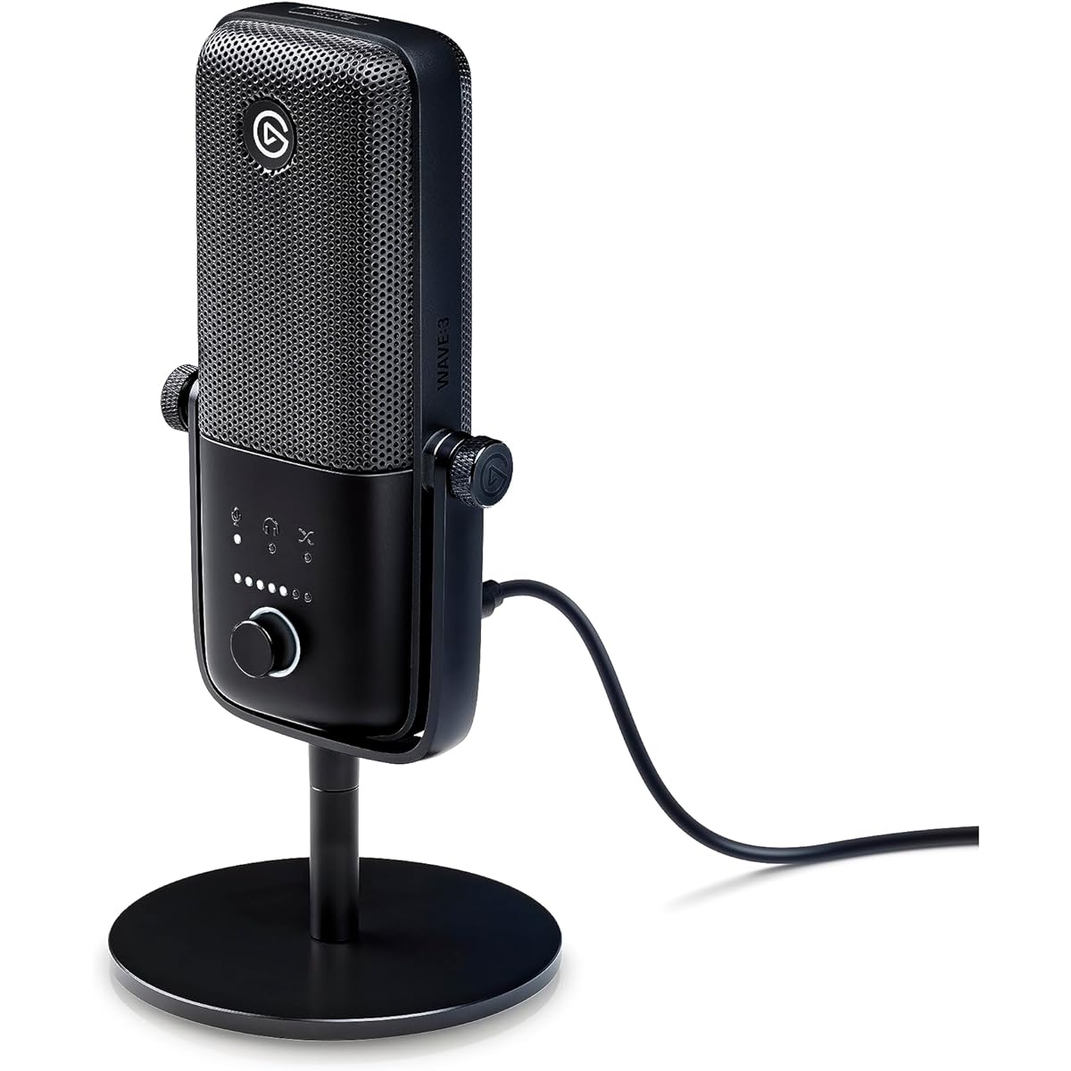 [ exclusive] Elgato Wave:3 - Premium USB condenser microphone, [Black] Black Streaming, podcasting, gaming, and home office applications, Free mixer software, Sound effect plug-ins, No distortion, Plug & Play, Mac/PC compatible