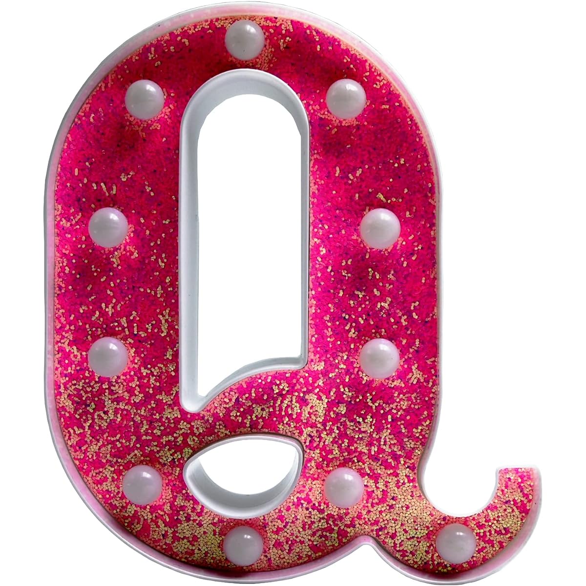Pink Glitter LED Alphabet Marquee Letters LED 26 Alphabet Light Up Letters Battery Operated LED Letters for Wedding Birthday Christmas Home Bar Decor Party Night Light (Q Pink