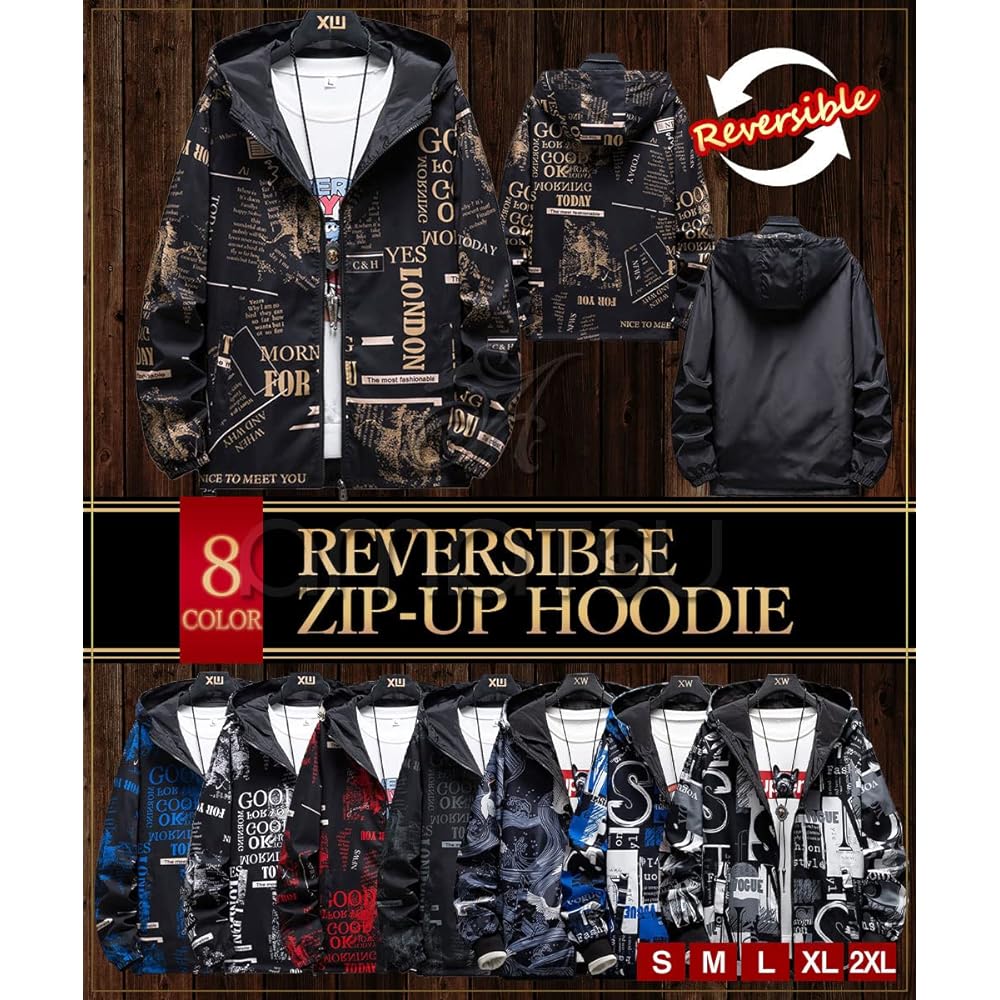 [amatsu] Reversible Zip Up Windbreaker Stylish Parka Korean Fashion Spring Autumn Men's