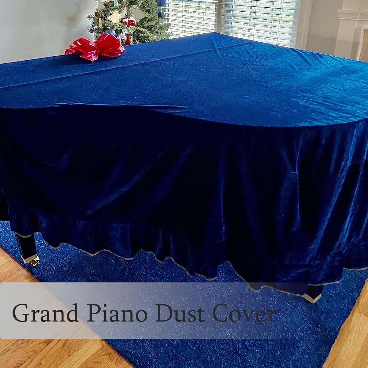 J&C Grand Piano Cover 150-160cm 220G Thick Pleuche Cloth Gold Velvet 5' 5.5' 5' 8' 6' 6.8' 7.5' 8' Dustproof/Static Cover (Blue, Excluding Chair Cover, 6.2 -6.5')