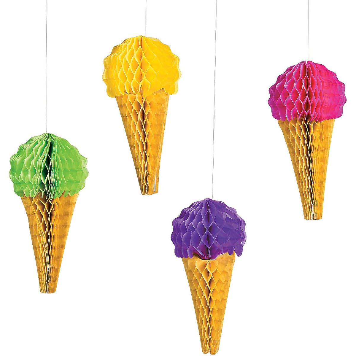 Fun Express Ice Cream Tissue Decorations Birthday Party Decorations Hanging Decorations Lantern Birthday 4pcs
