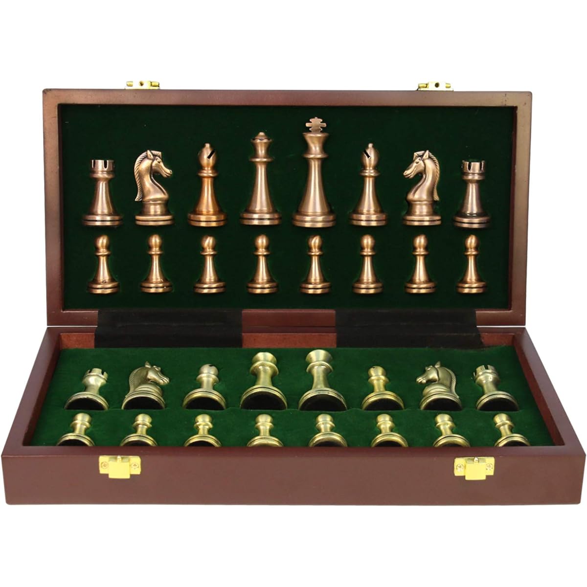 Auroal Chess Set, Large Metal Deluxe Chess for Adults, Unique Foldable Wooden Chess Board, Educational Toys for Kids and Adults