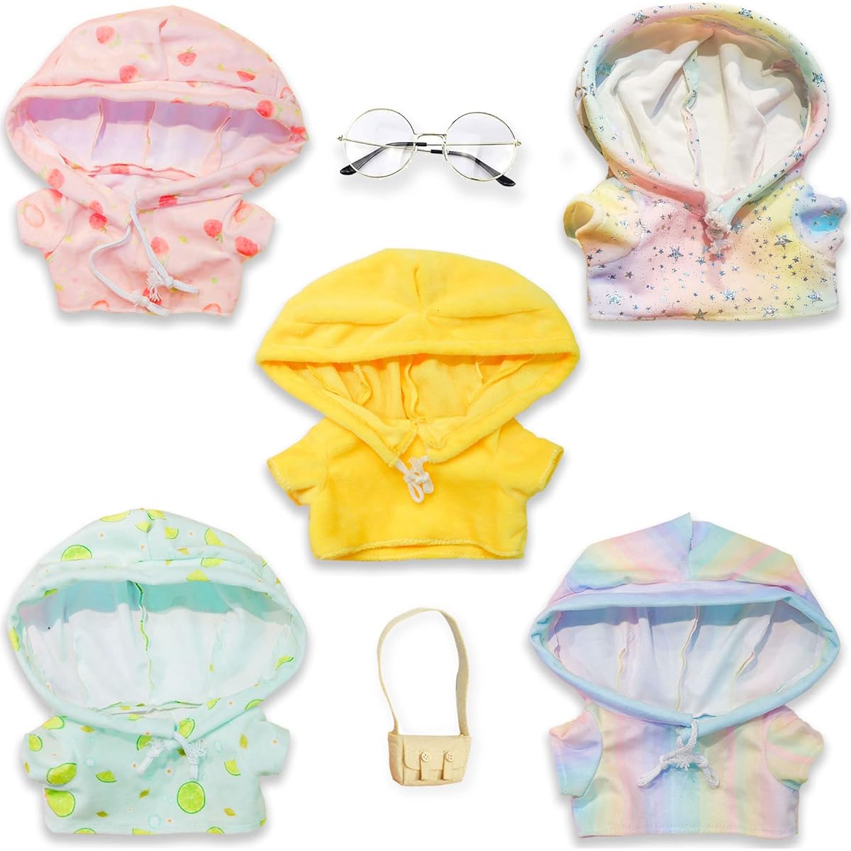 LALAFANFAN Duck Plush Clothes 5 Piece Duck Plush Clothes Cute Duck Plush Hoodie & Glasses Fits 12"/30cm Cute Plush Toy