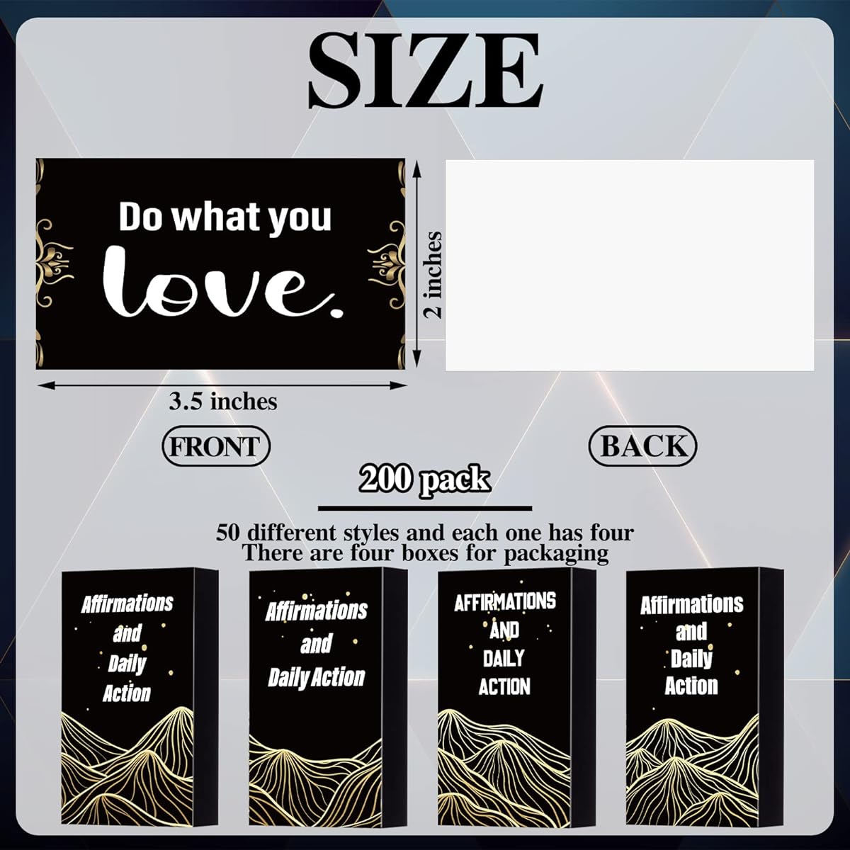 Seajan 200 Inspiration Cards for Men Black Affirmation Cards Motivation Cards Encouragement Cards for Boys with Box Mini Positive Cards Bulk Purchase for Office Business School