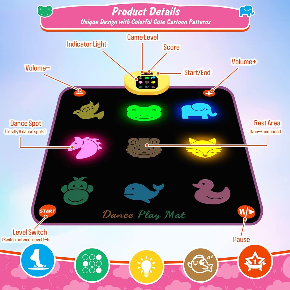 ANNKIE Toy Dance Mat for Girls 3-12 Years Old, Children's DM04A