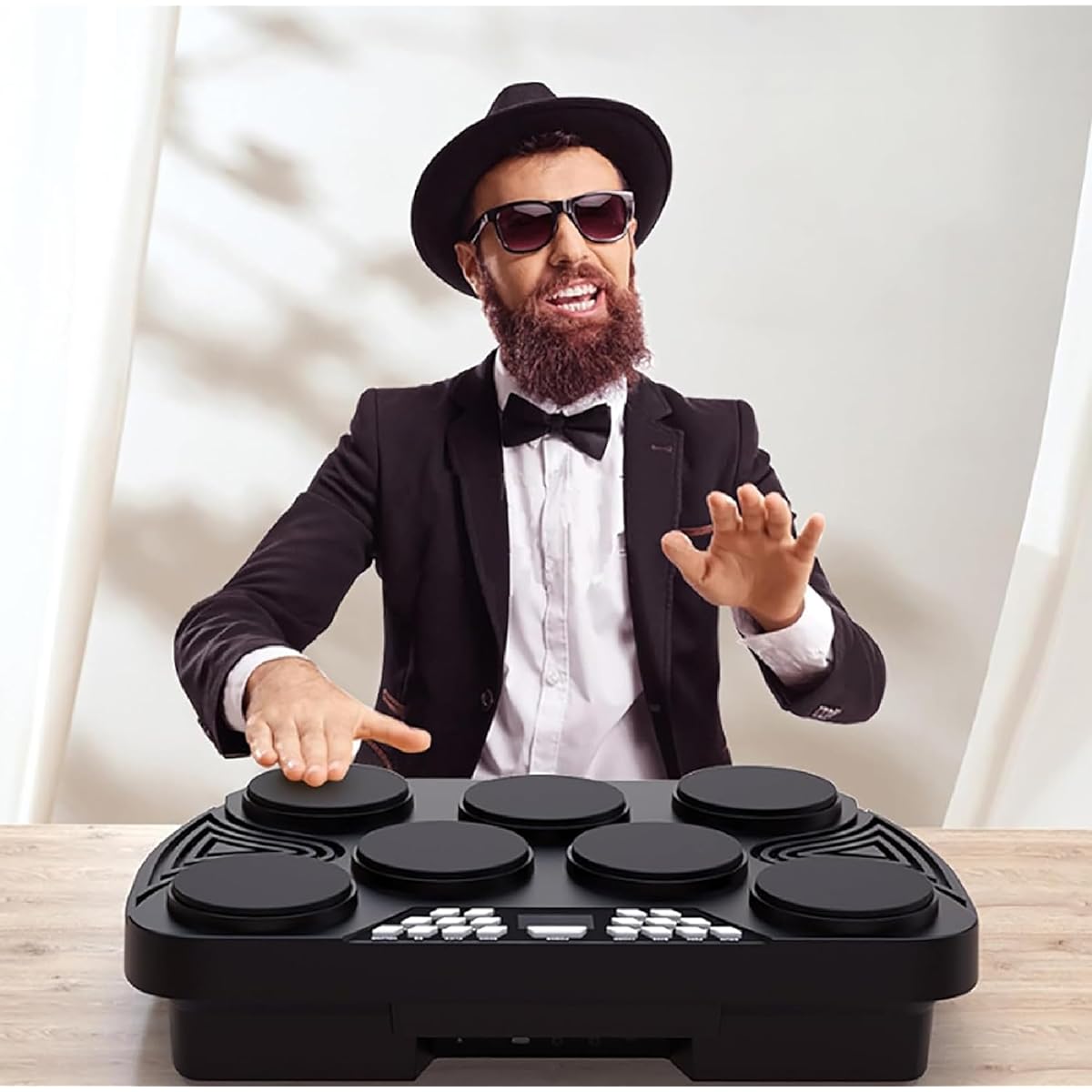 Electronic Drum Set, 7 Pad Electronic Drum Pad Roll-up Quiet Drum Pad Built-in Speaker, 2000 MAh Battery, Kids Holiday Christmas & Birthday Gift