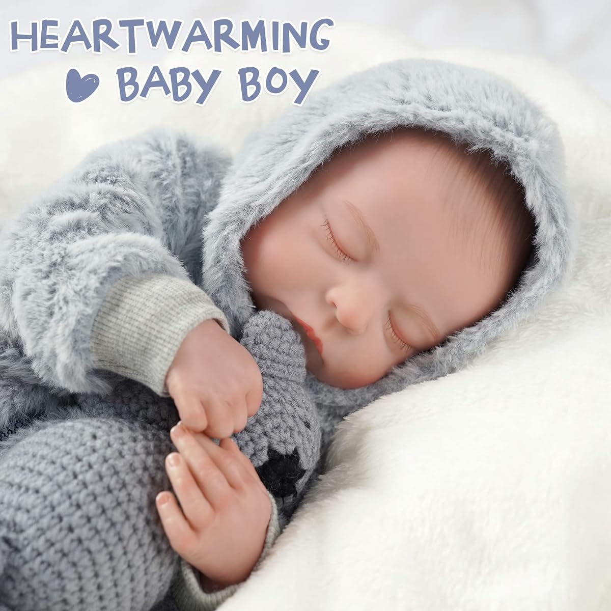 BABESIDE Lifelike Reborn Baby Doll Boy - 17 Inch Realistic Baby Feeling Realistic-Newborn Full Body Vinyl Anatomically Correct Real Baby Doll with Toy & Gift Box for Ages 3+