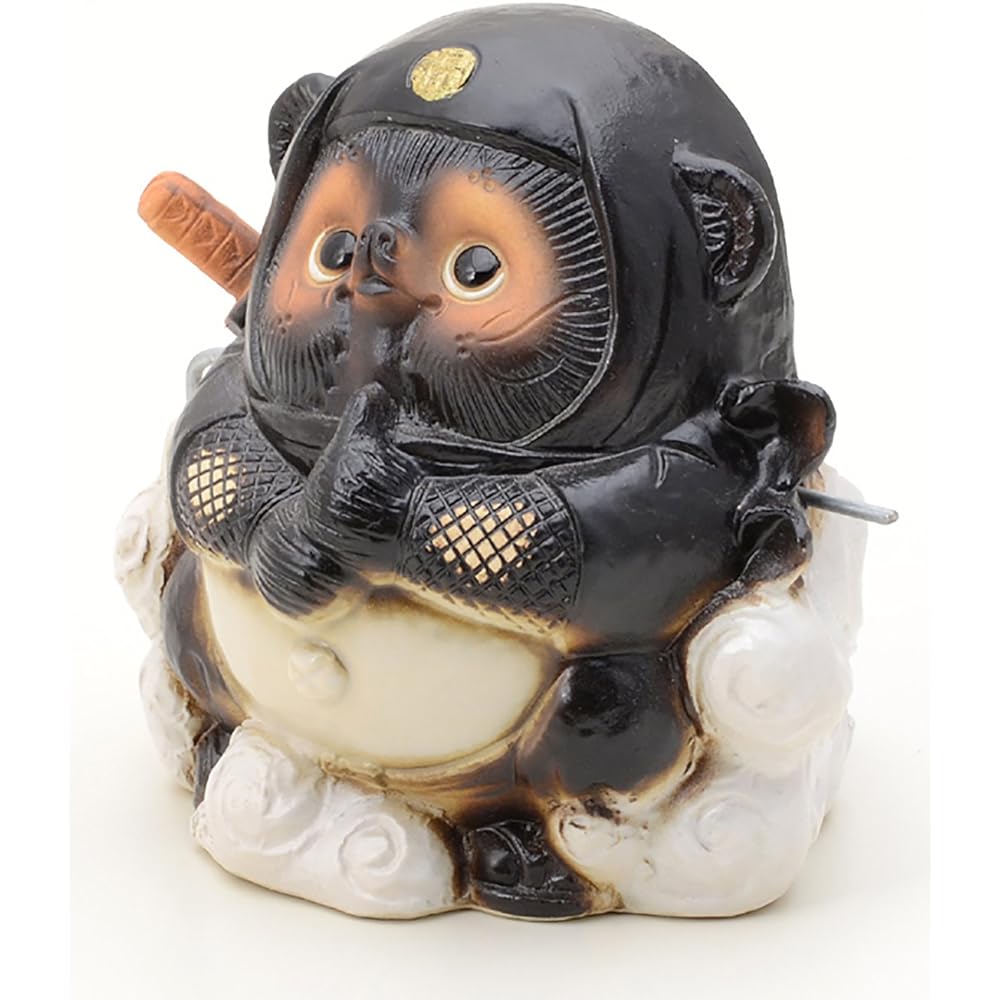 Shigaraki Ware Mosquito Coil Mosquito Sprayer Ninja Tanuki Doron Mosquito Coil Holder Holder Stand Height 16.5cm Made in Japan A031-03