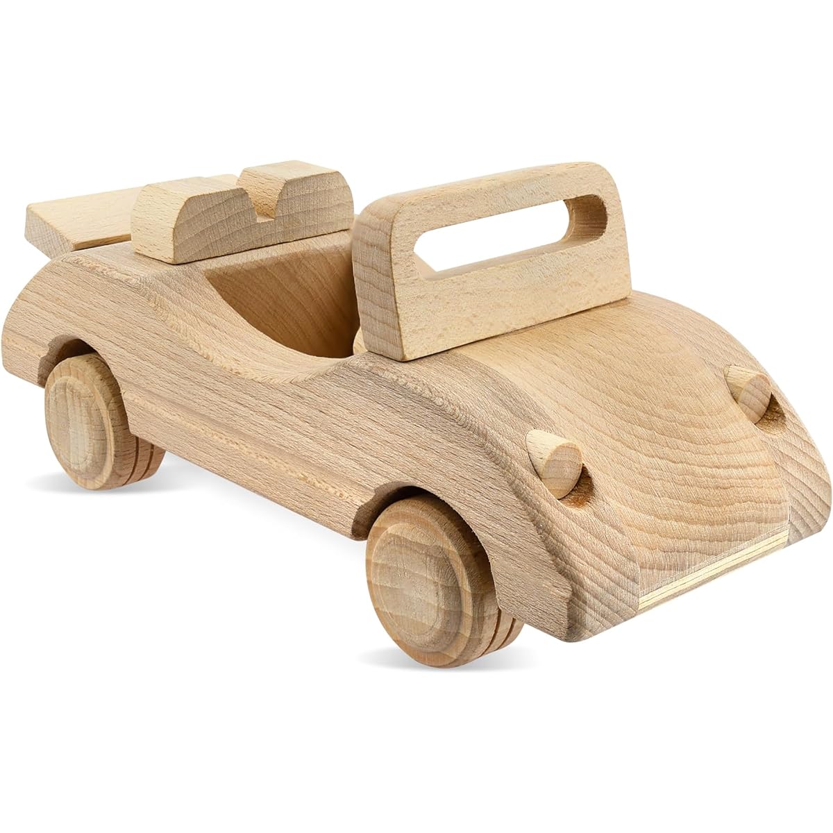 VESPLO Wooden Convertible Car Toy - For kids ages 3 and up - Handcrafted in Poland - Made from natural unfinished wood Eco-friendly toy
