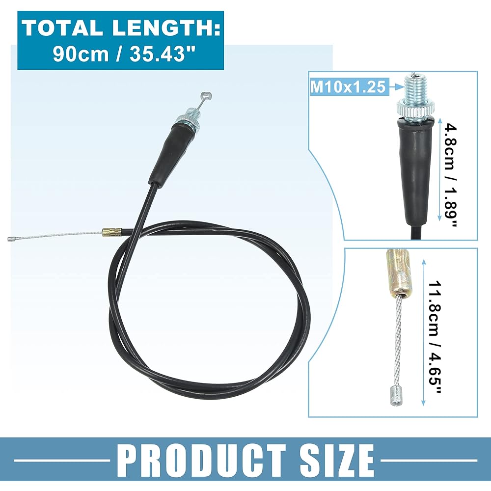 A ABSOPRO Dirt Bike Throttle Cable 35.5 Inch Gas Throttle Cable with Threaded End for SSR Coolster 50cc 70cc 110cc 125cc Dirt Bike Black