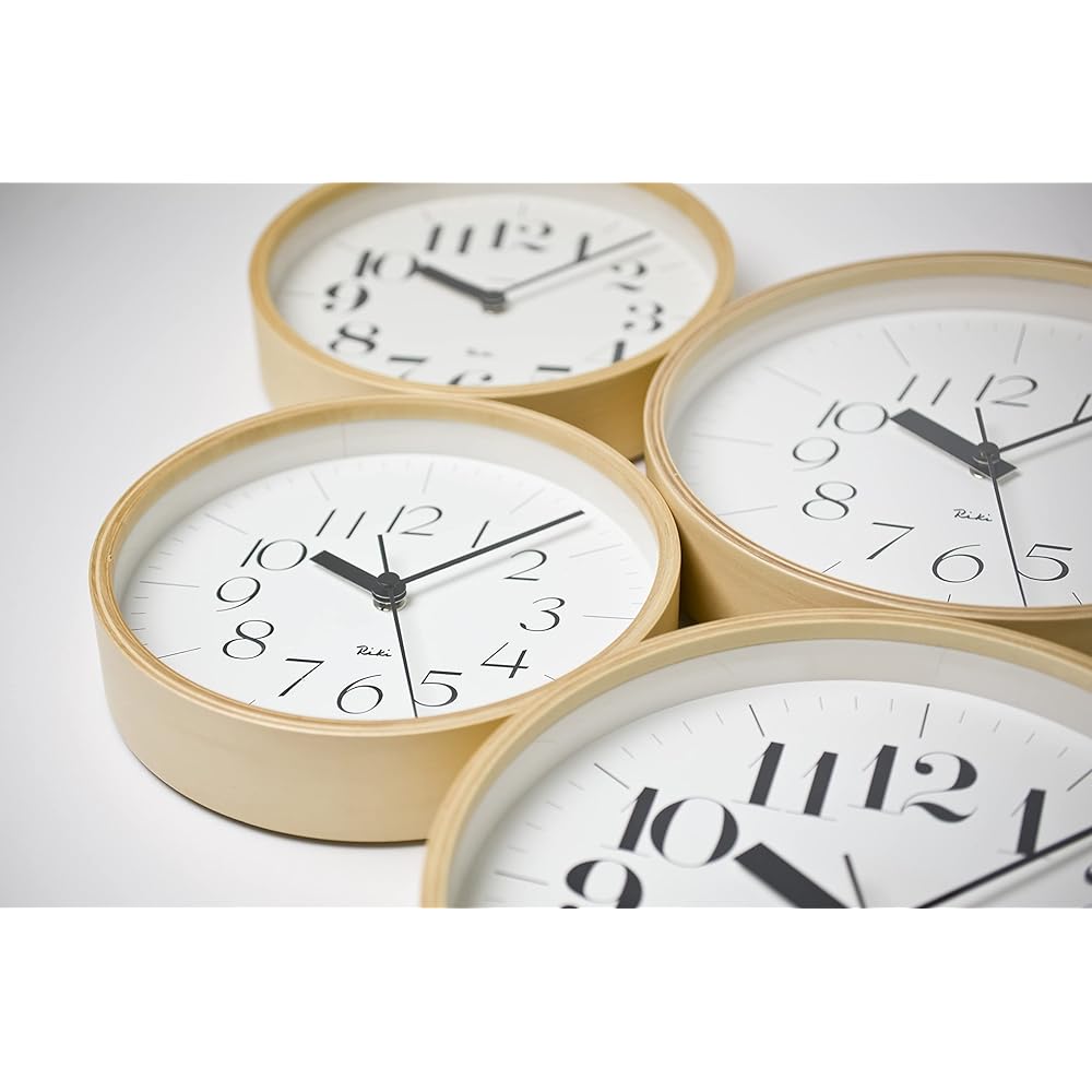 Lemnos Wall Clock Riki Radio Clock Analog Wooden Frame Natural Wood WR20-02 White 25.4cm