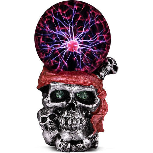 ANQIA Plasma Ball Lamp Touch Sensitive Party Magical Static Electricity Red Color Crystal Ball for Christmas (Skull)