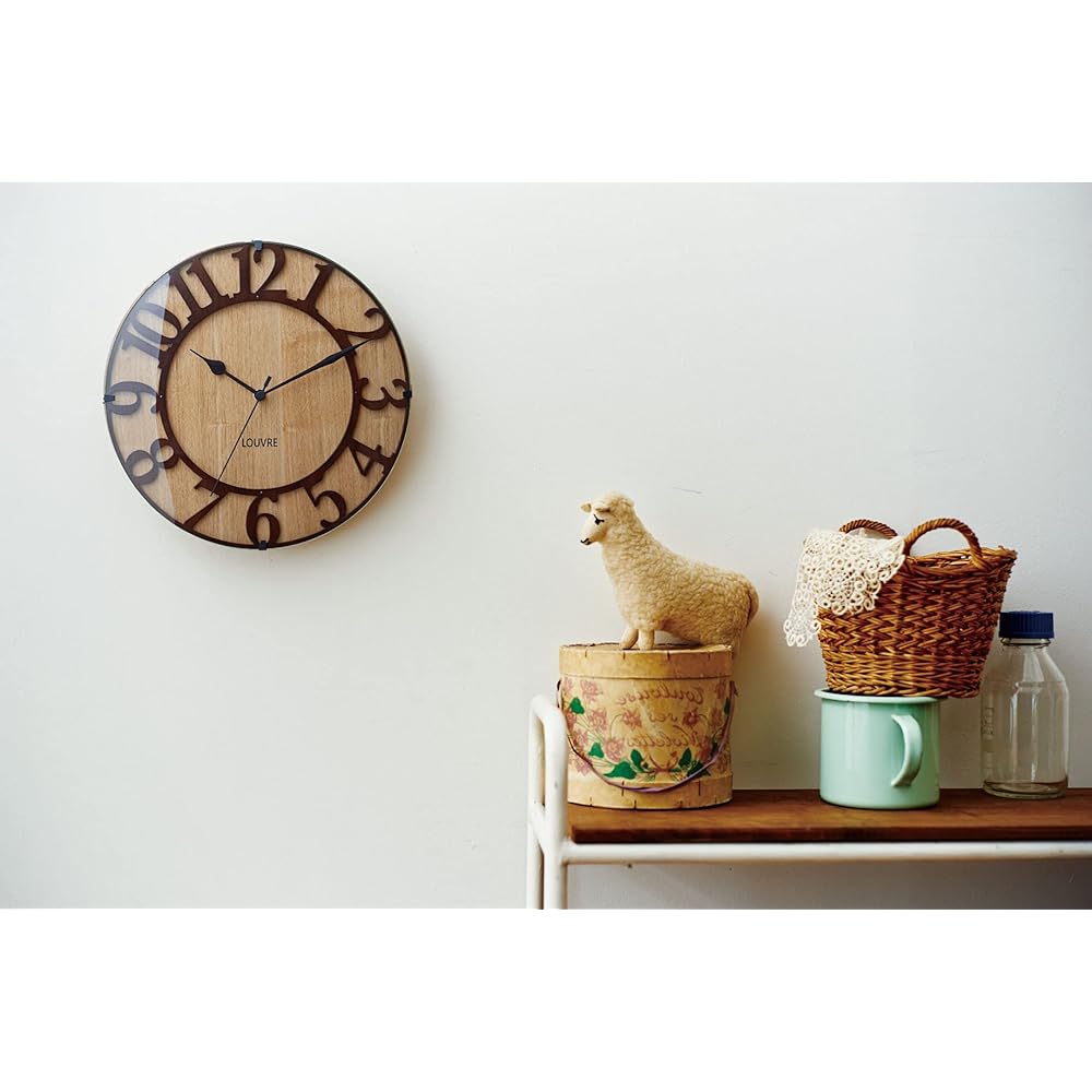 Interform Wall Clock Radio Clock Musee Wood CL-8333 Wood Scandinavian Brown Black φ30×D4.5cm