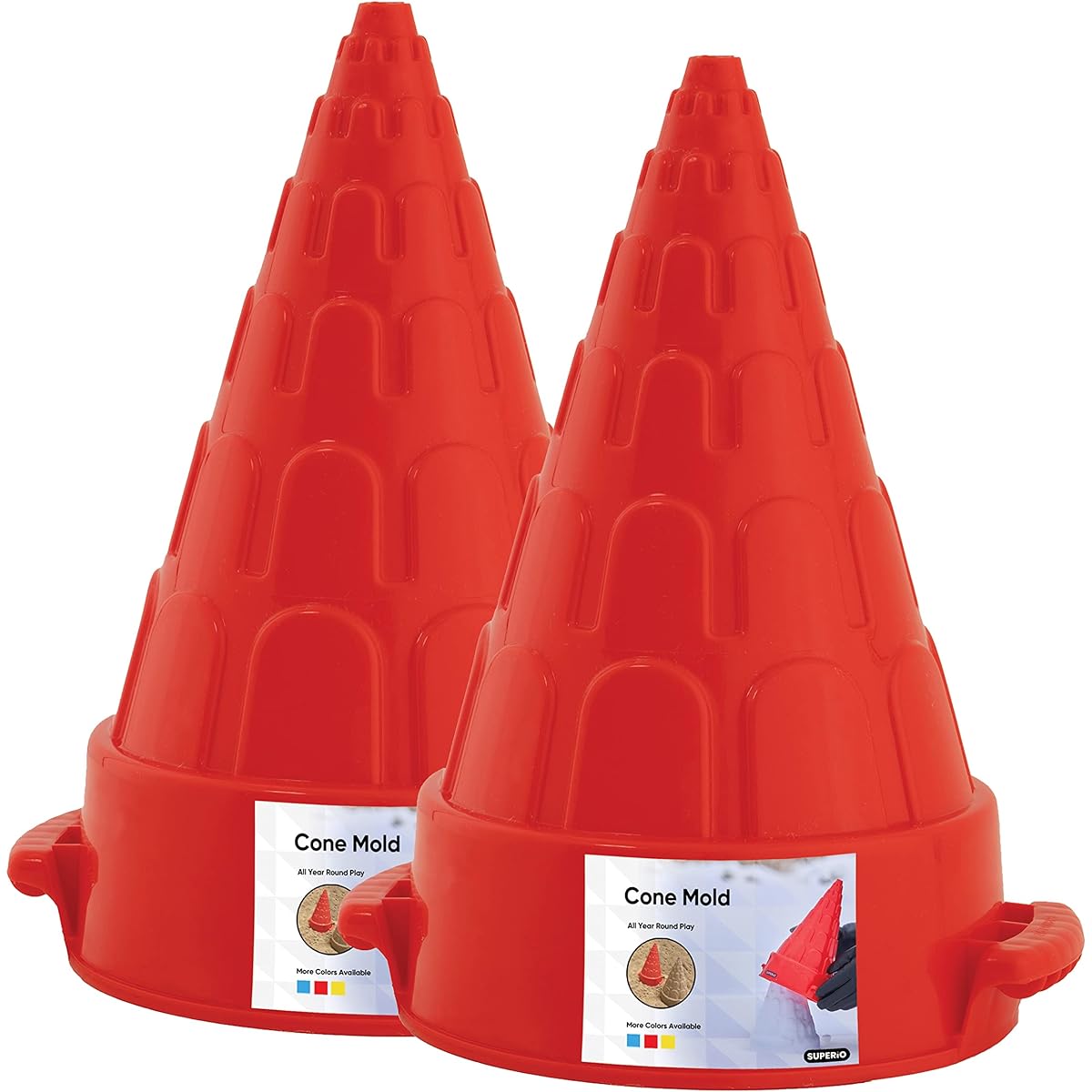 Superio Snow Tower Shaper Cone Mold & Sand Maker Castle Tower Red 10 Inch - Kids Durable Outdoor Toys Winter Snow Fort Snow Castle Summer Sandbox Beach Castle Sturdy and Well Designed