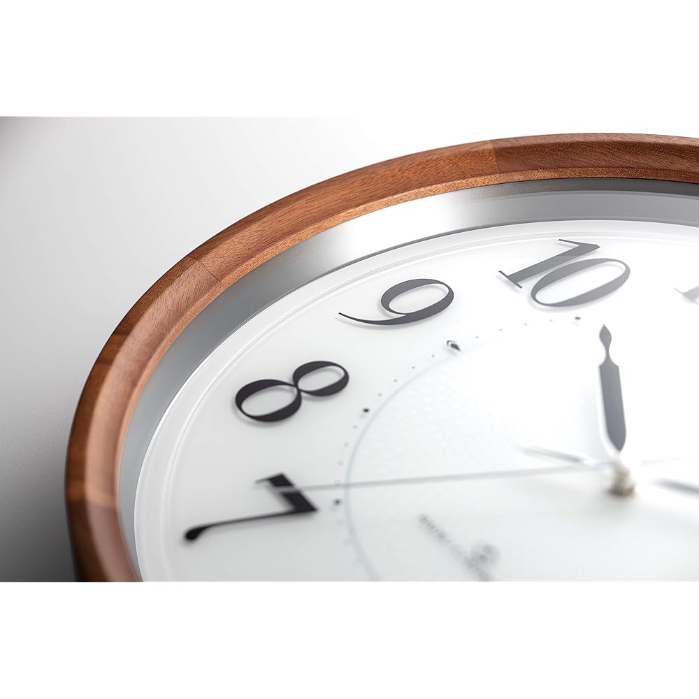 RHYTHM Citizen Wall Clock Wide Range Reception Radio Clock Silent Step Second Hand Brown φ34.8x5.9cm 4MY860-006
