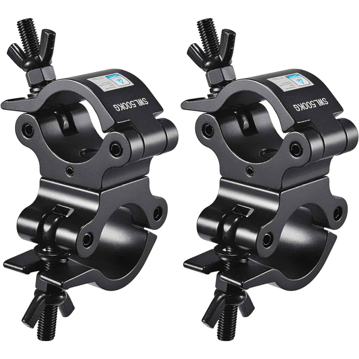 TUV Pro Swivel Truss Clamp Black 2" Pack of 2 Rualin Heavy Duty 500kg Swivel Coupler 50mm Truss Clamp Dual Head Rotation as Needed 2 Pieces 360 Degree Lighting Clamps Truss OD 48-52mm / 2"
