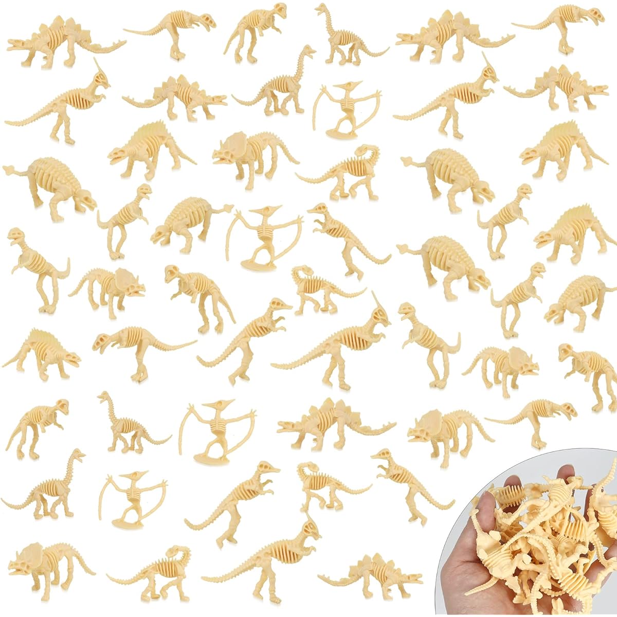 Lohoee Dinosaur Skeleton Dinosaur Fossil Plastic Dinosaur Bones 72 Pieces Assorted Figures Dinosaur Bones Science Play Educational Sand Table Model Party Favors Gift (12 Styles 2 Sizes)