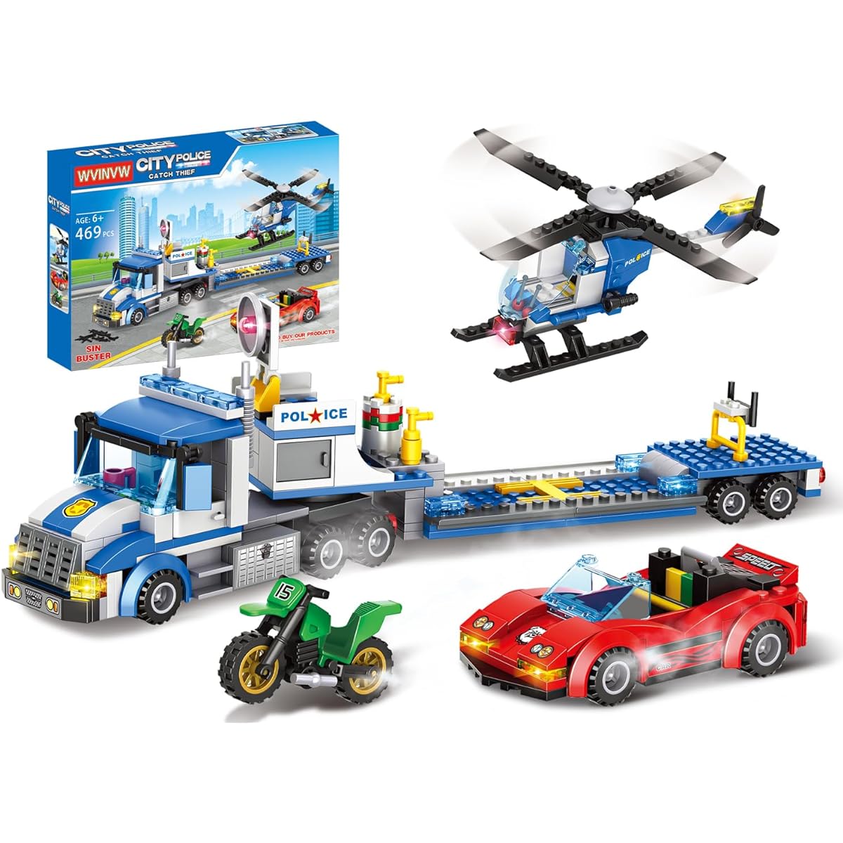 WVINVW City Police Car Building Blocks