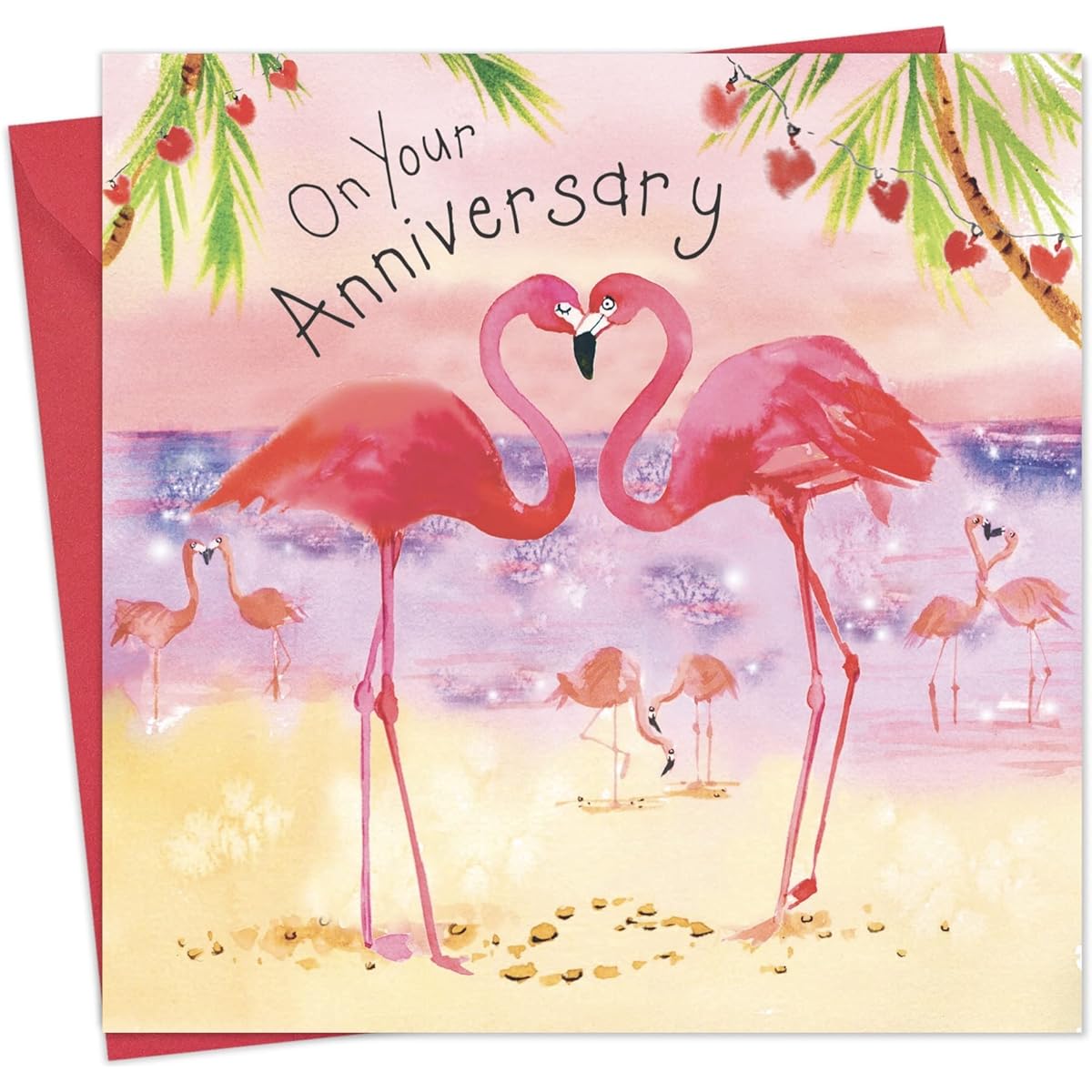 TWIZLER Happy Anniversary Card Flamingo - Anniversary Card Husband - Anniversary Card Wife - Anniversary Card Couple - Anniversary Card for Him - Parents