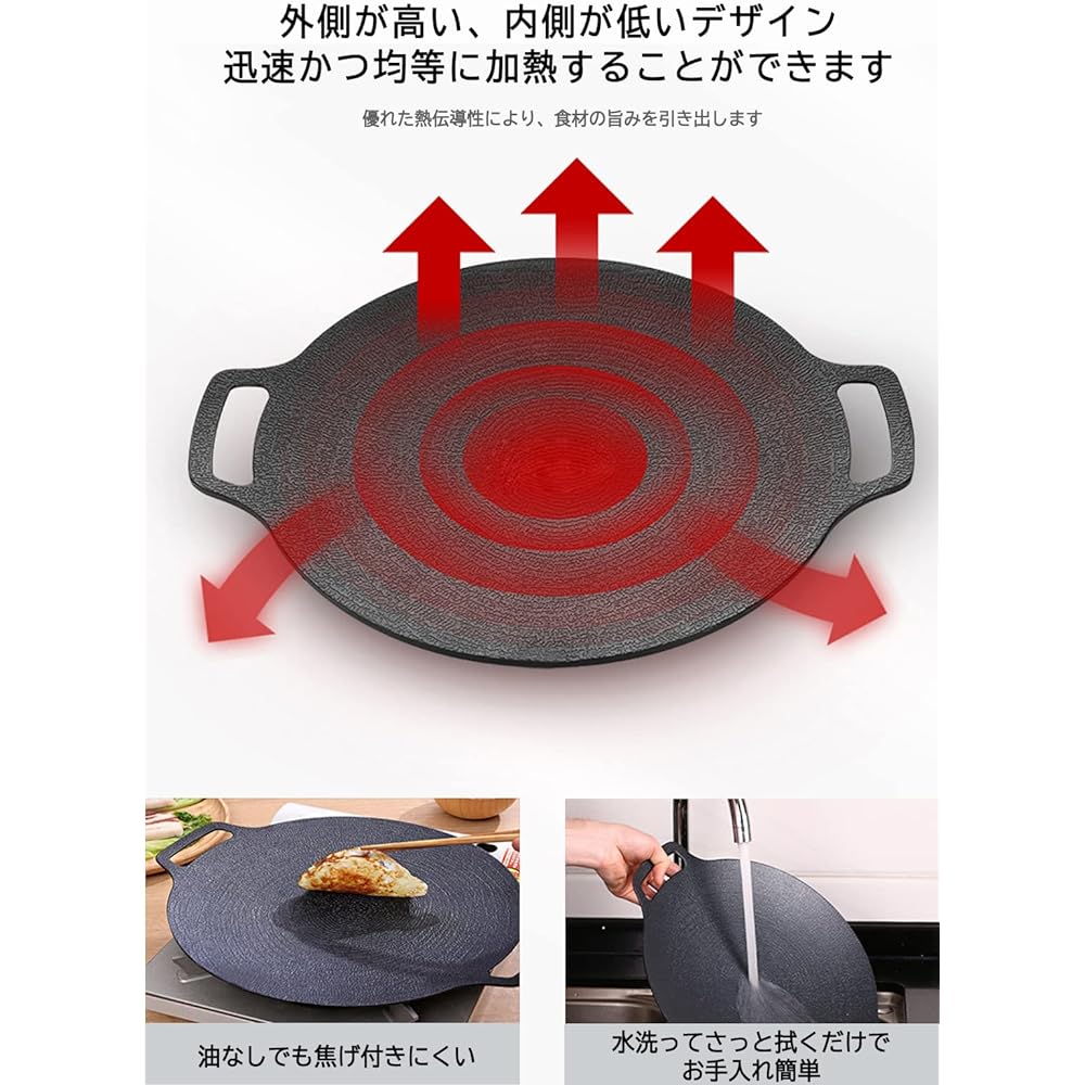 UNIMA Multi Griddle Grill Plate, Extra Thick Iron Plate, 29/33/36cm, Yakiniku Plate, Bonfire, Gas, IH Compatible, No Seasoning Required, Storage Case Included (29CM)
