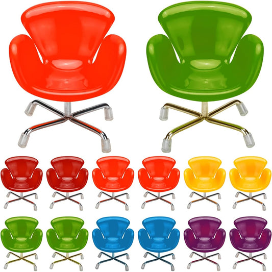 12 Pieces 1:6 Scale Dollhouse Miniature Plastic Chairs Colorful Miniature Chairs Dollhouse Furniture DIY Mini Armchair Backrest Swivel Egg Chair Dollhouse Accessories Decoration 6 Colors