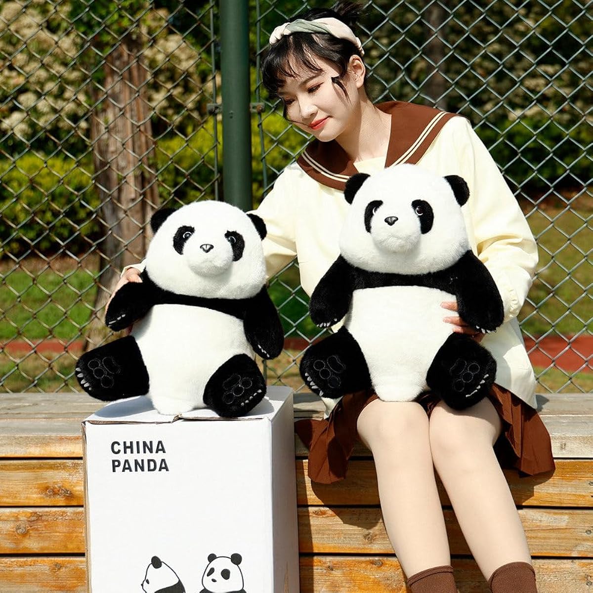BEARS'HOME Plush Panda Giant Panda Plush Toy (Nesoberi Series/Soft to the Touch) Realistic Panda Animal Toy Doll Gift Present Birthday Panda (60cm)