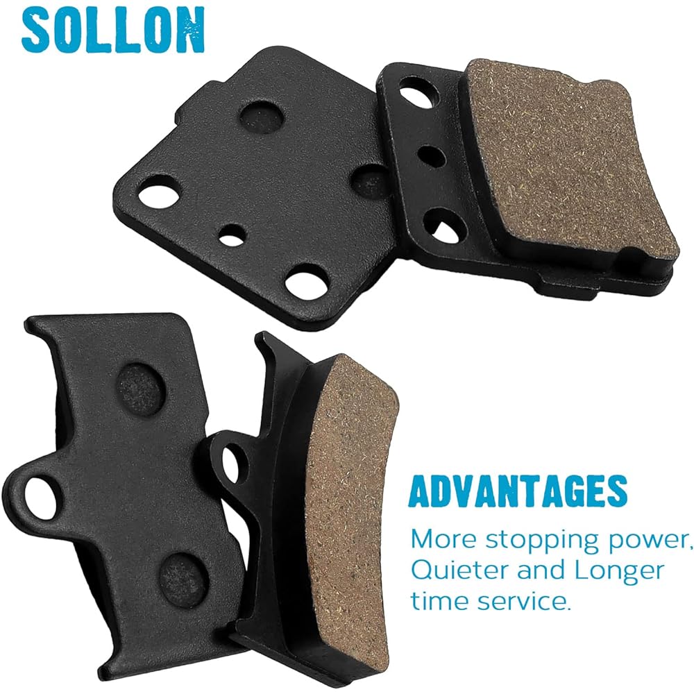 SOLLON Front & Rear Brake Pads for Yamaha Grizzly 660 YFM660 YFM660F YFM660FA 2002 2003 2004 2005 2006 2007 2008