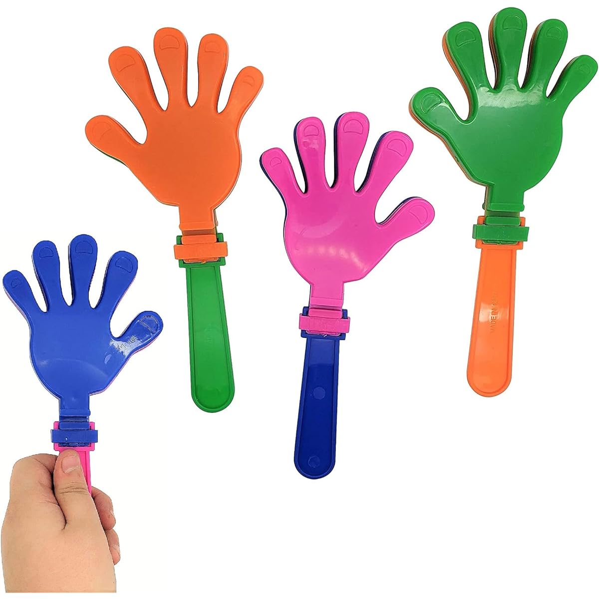 Colorful Large 7 Inch Hand Clapper (12 Pack) Plastic Noise Makers