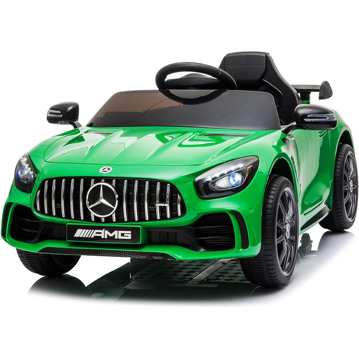 Tinkeal Electric Ride On Car with Remote Control, Battery Powered Car for Kids, Electric Wheel Drive for Boys, 12V/LED Light/AUX Port (Green)