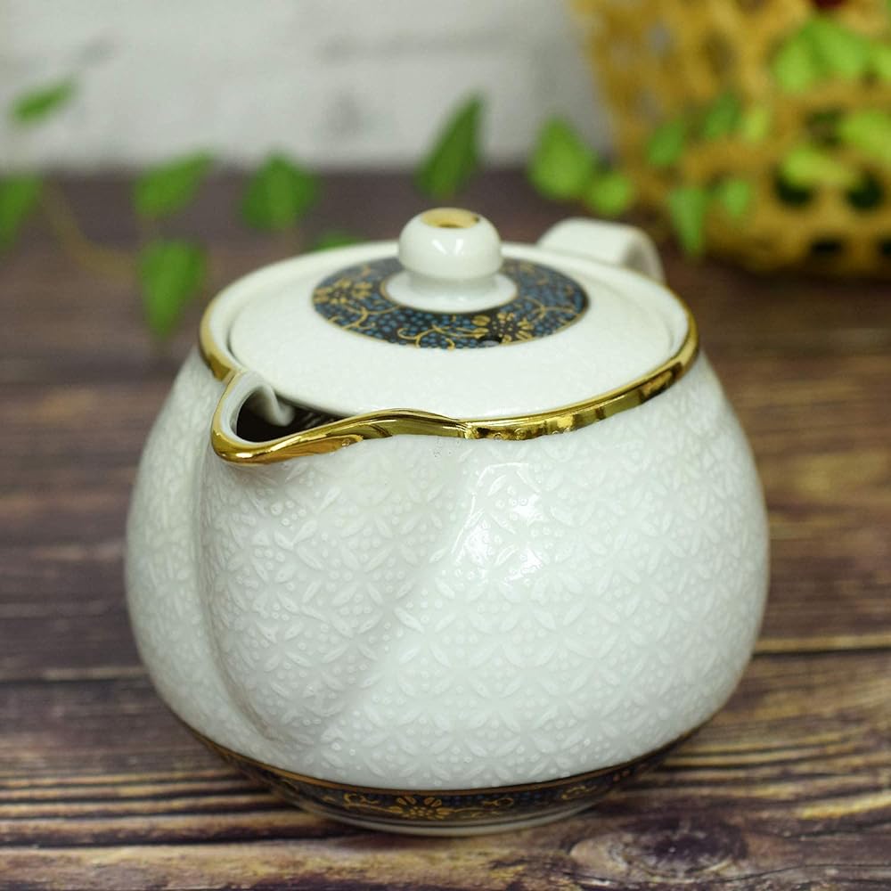 Teapot Stylish Kutani ware Teapot Pot White Cloisonné Pottery Japanese tableware Made in Japan Comes with tea strainer net