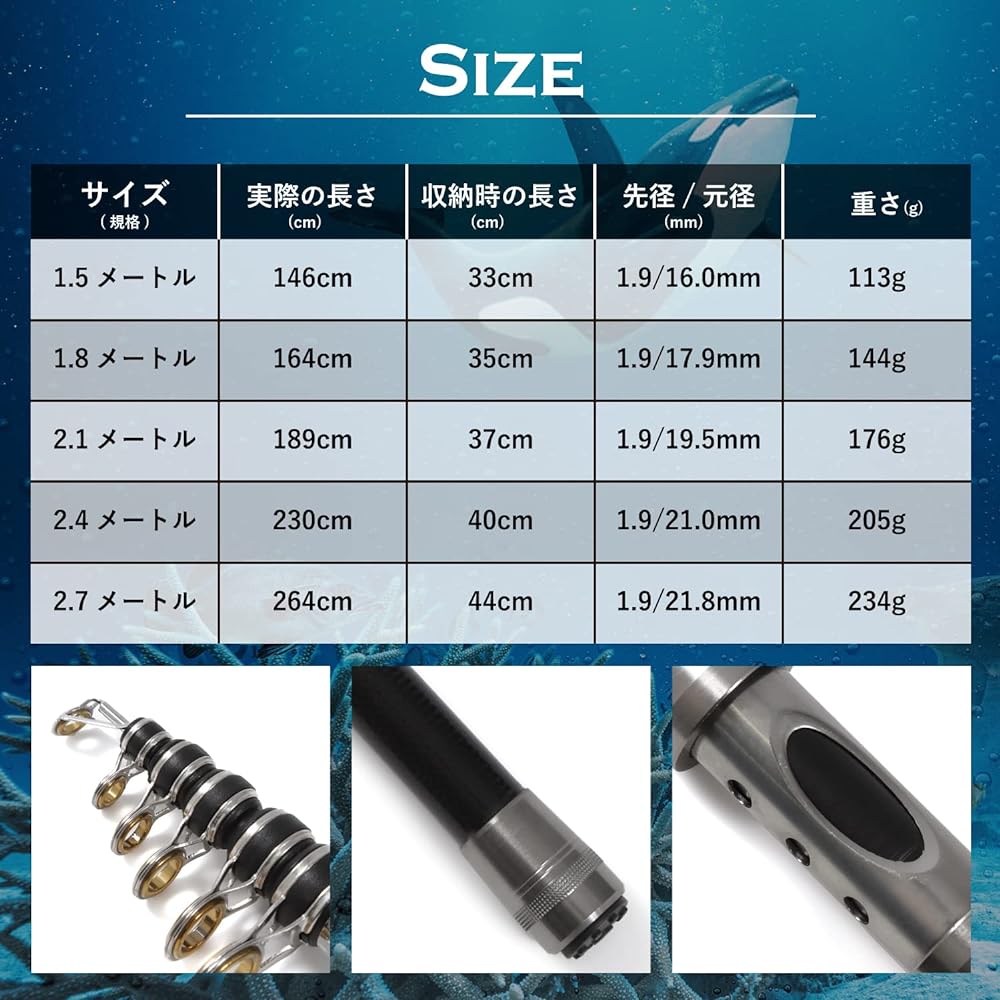 Fishing goo! [High cost performance] Fishing rod, versatile, lightweight, portable, swing-out, extendable, 1.5m~2.7m set