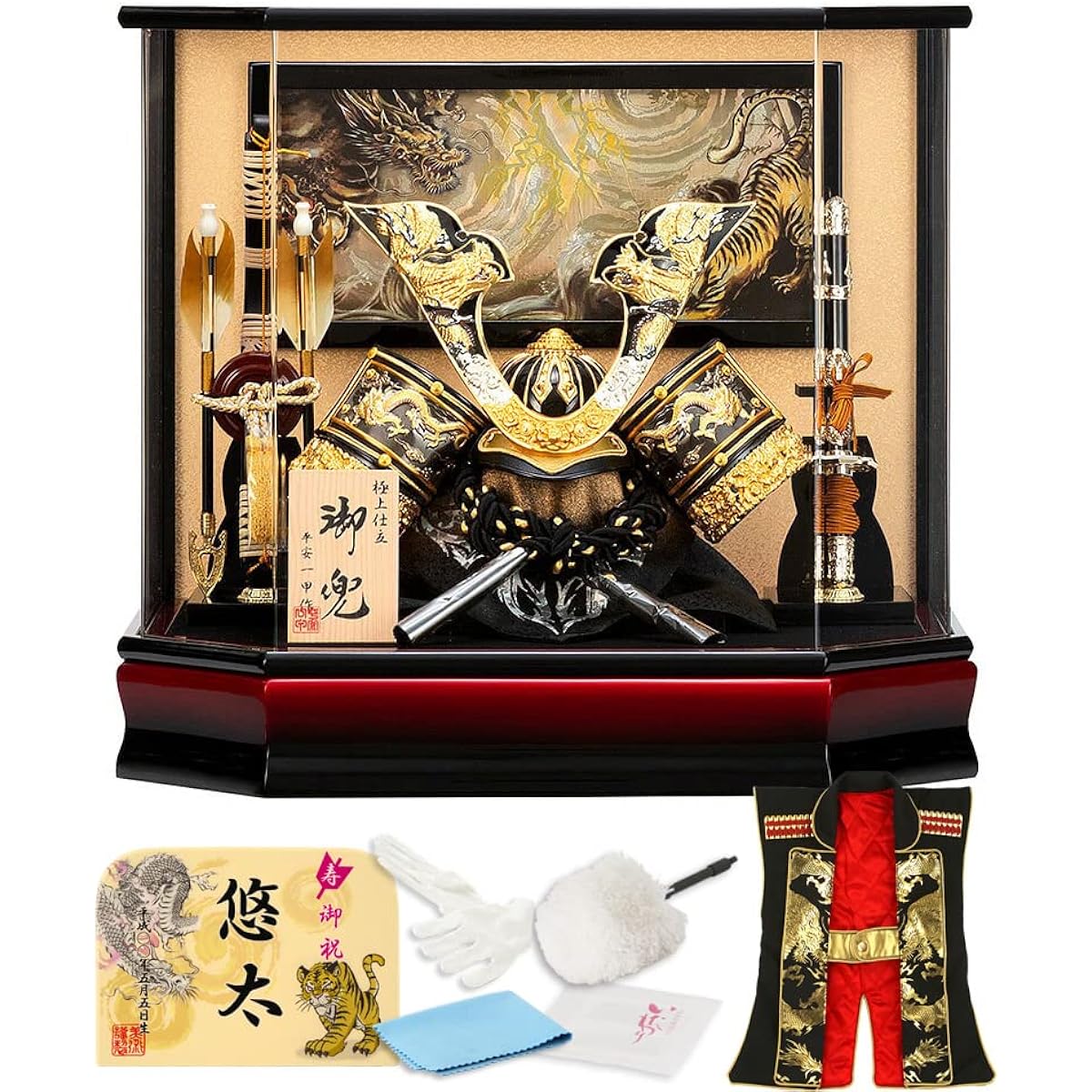May Doll Helmet Case Decoration Helmet Decoration Heian Ikko Made Sei No. 8 Black/Sandalwood Hexagonal Acrylic Case h065-moys-506