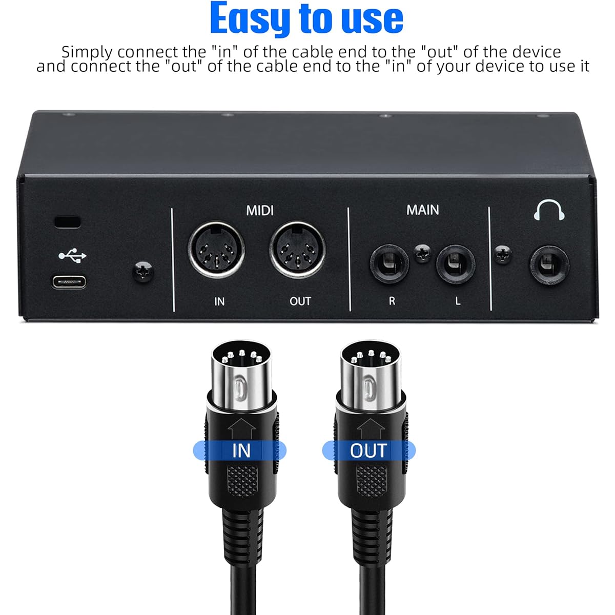 BXIZXD MIDI Cable 5 Pin Male to Male MIDI Cable for Keyboard Scent External Sound Card MIDI Keyboard Rack Scent Sampler Sound Source and Other Music Gear Black (5m/16.5ft)