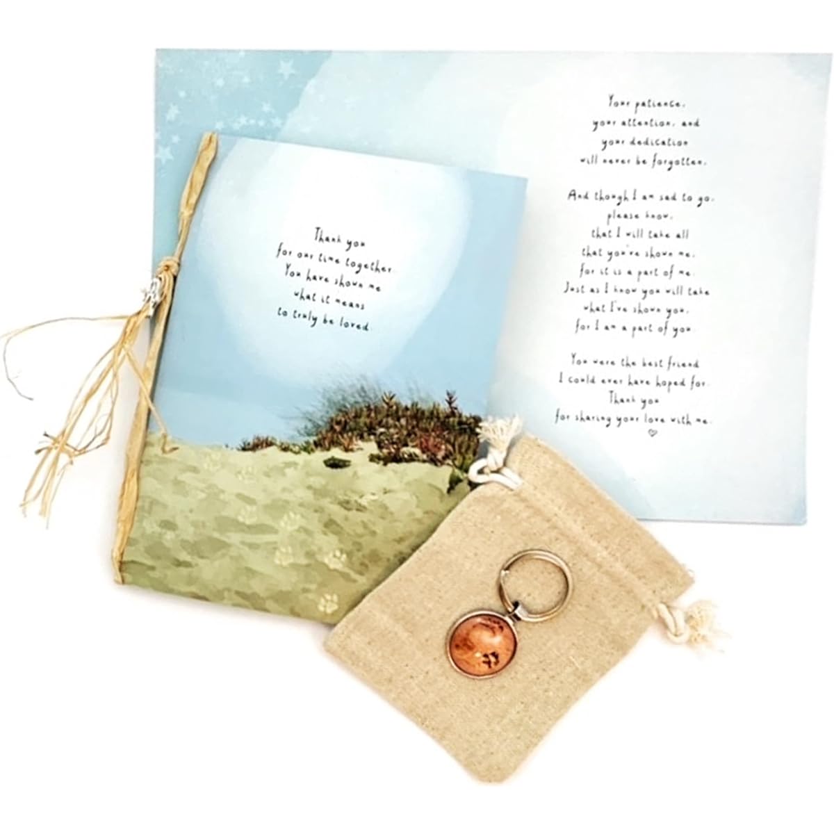 Smile Wisdom - Handmade Heartfelt Pet Sympathy Greeting Cards with Matching Keyring Gift Set - Thank You and Goodbye Cards from a Dog's Perspective - Natural Color