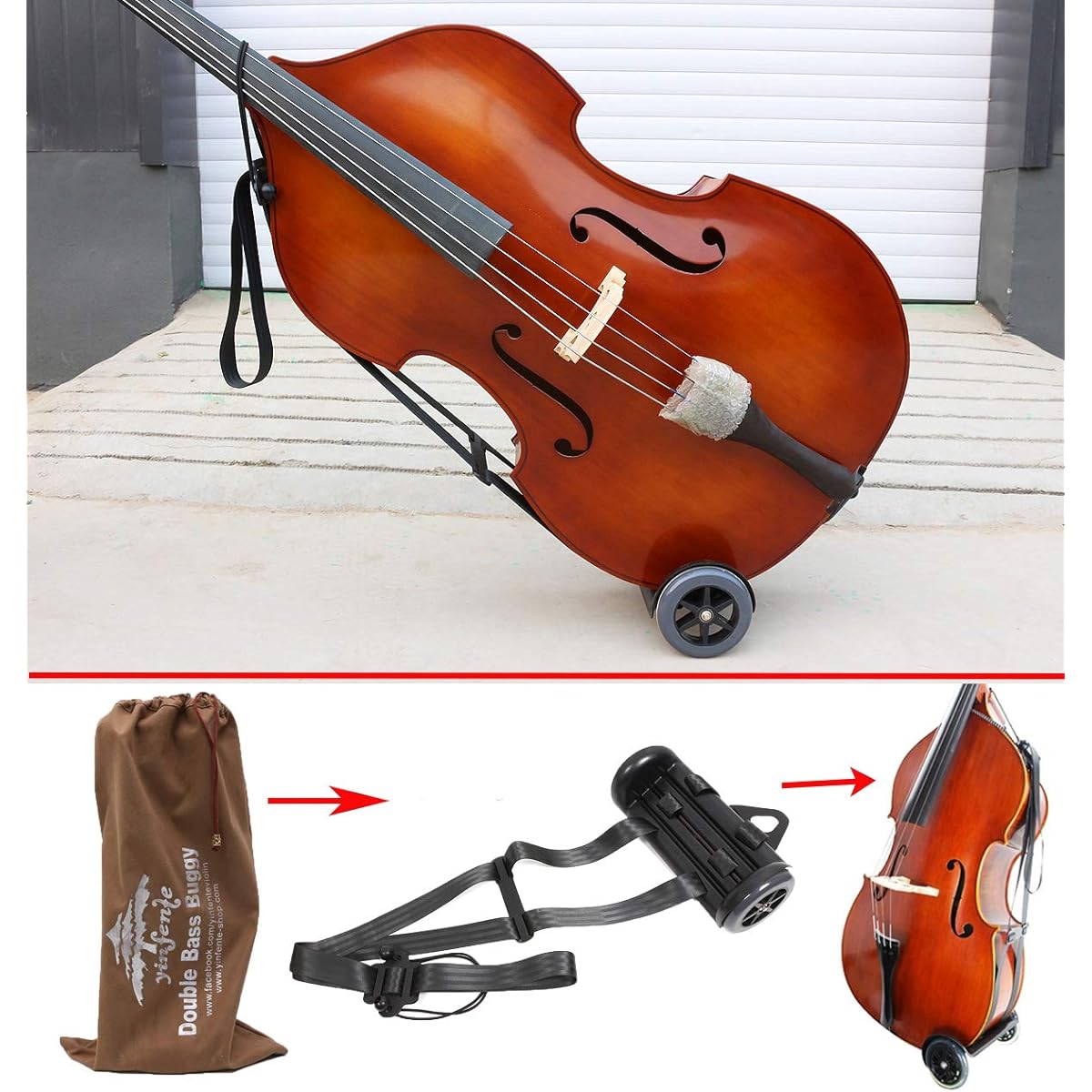 New Upright Double Bus Cart Carry Transport String Bus Wheel Buggy For 1/10-4/4 Double Bus